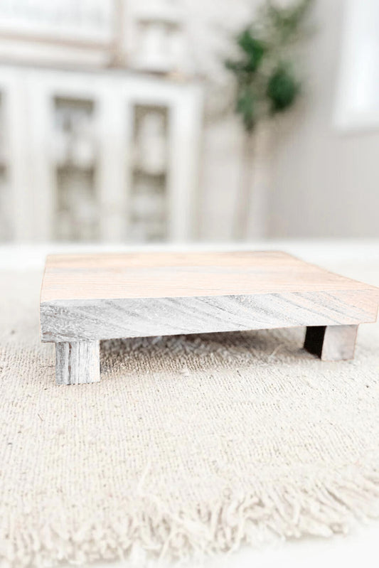 White Wooden Candle Riser - Rectangular - The Scented Market     