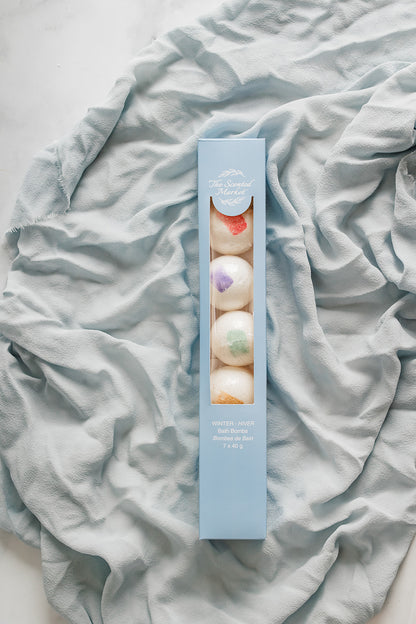 Winter Bath Bomb Gift Box – 7-Pack Holiday Bath Bomb Set for Relaxation & Moisturizing Skin Care - The Scented Market  Bath & Body Gift Sets   