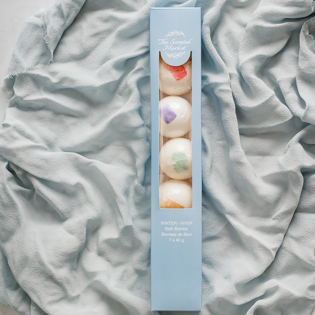 Winter Bath Bomb Gift Box – 7-Pack Holiday Bath Bomb Set for Relaxation & Moisturizing Skin Care - The Scented Market  Bath & Body Gift Sets   