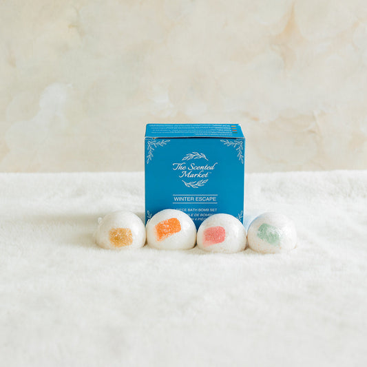 Winter Mini Bath Bomb Gift Set – 4 Relaxing Seasonal Scents for a Cozy Self Care Experience - The Scented Market  Bath & Body Gift Sets   