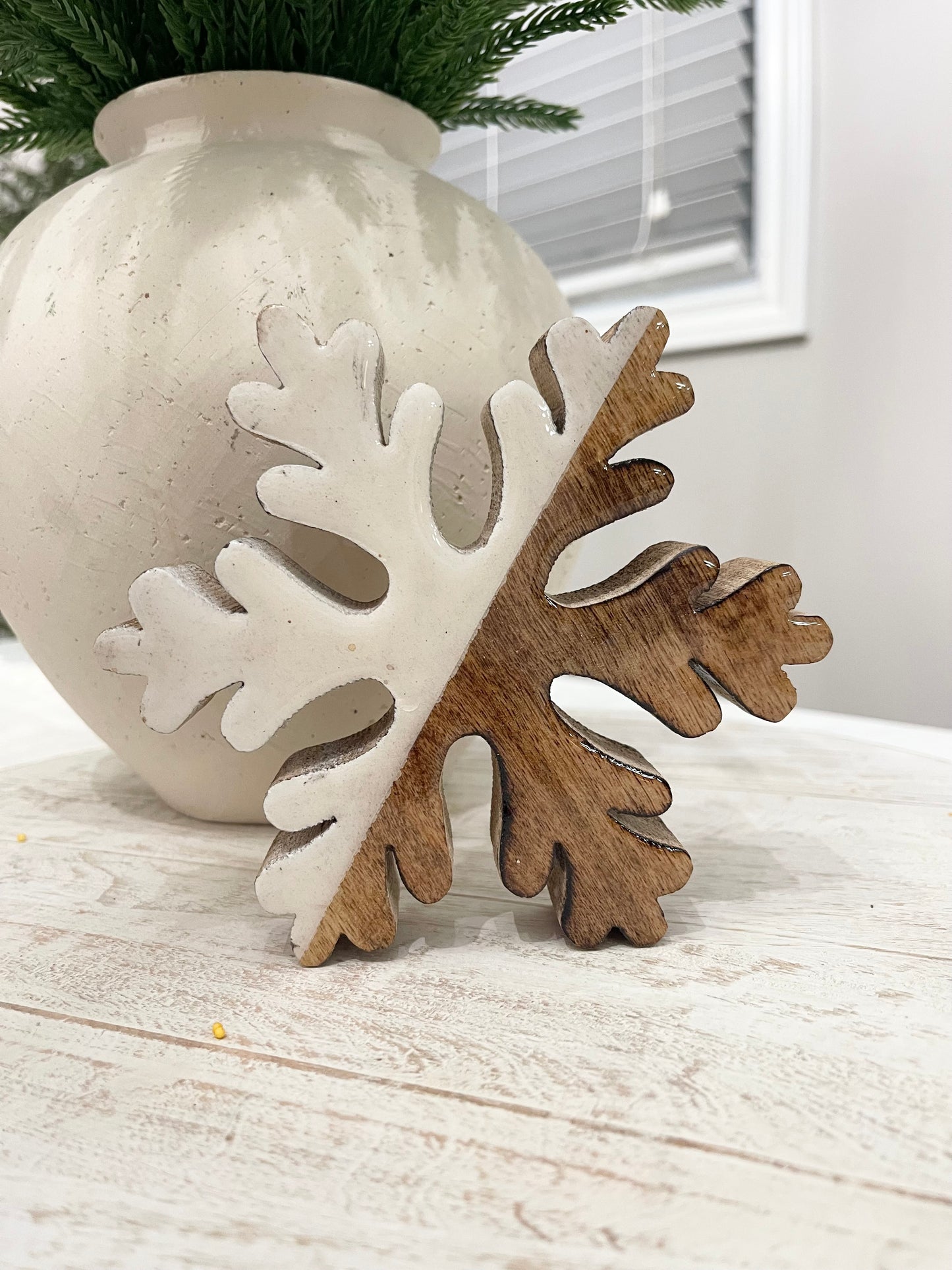 Wood Enamel Snowflake - The Scented Market     