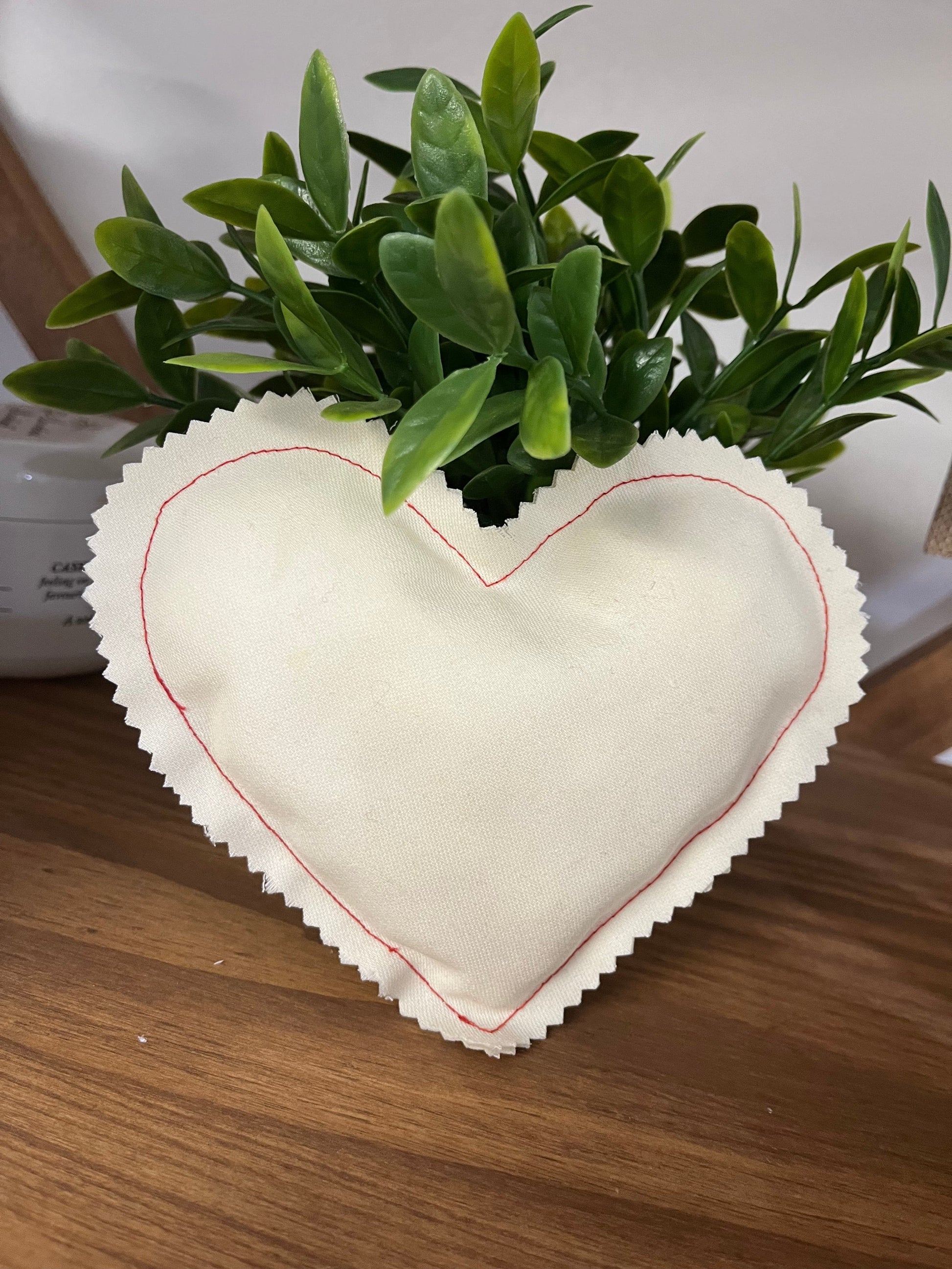 Handmade Cream Fabric Heart Pillow – Stuffed Decorative Accent Piece - The Scented Market  Seasonal & Holiday Decorations   