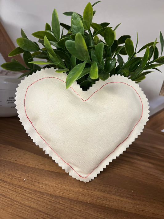 Handmade Cream Fabric Heart Pillow – Stuffed Decorative Accent Piece - The Scented Market  Seasonal & Holiday Decorations   