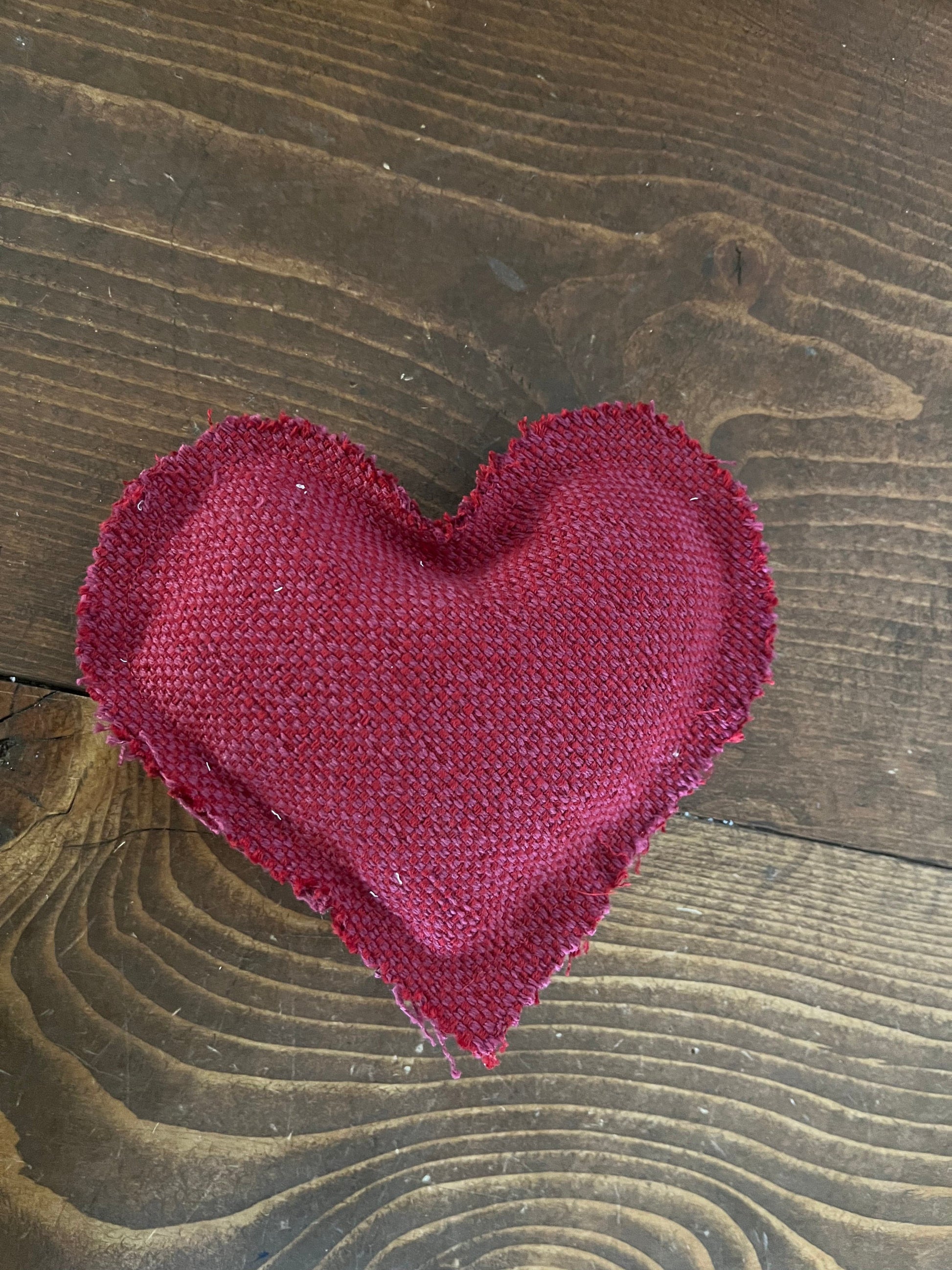 Handmade rustic red fabric heart for valentine's day
