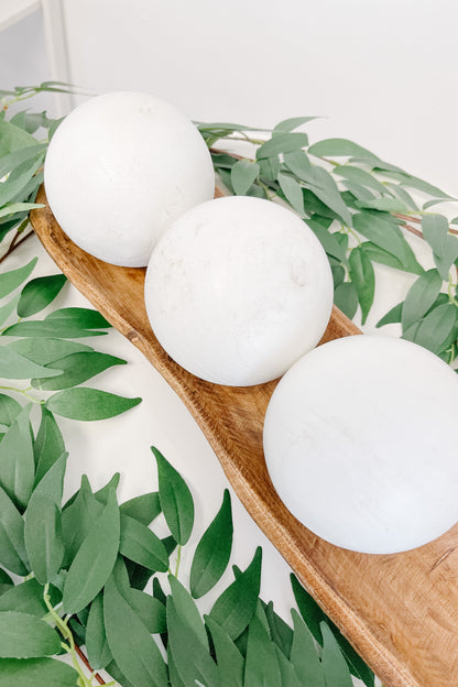 White Wood Decorative Ball