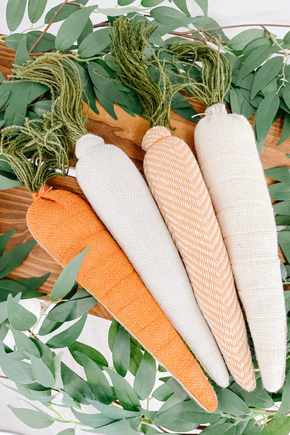 Large Fabric Carrot - Beige & White