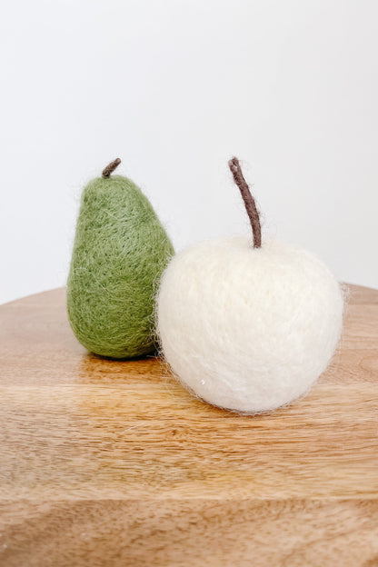 Green Felted Wool Pear