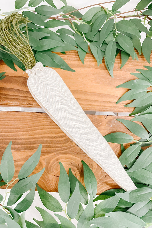 Large Fabric Carrot - Beige & White Chevron Pattern - The Scented Market  Seasonal & Holiday Decorations   