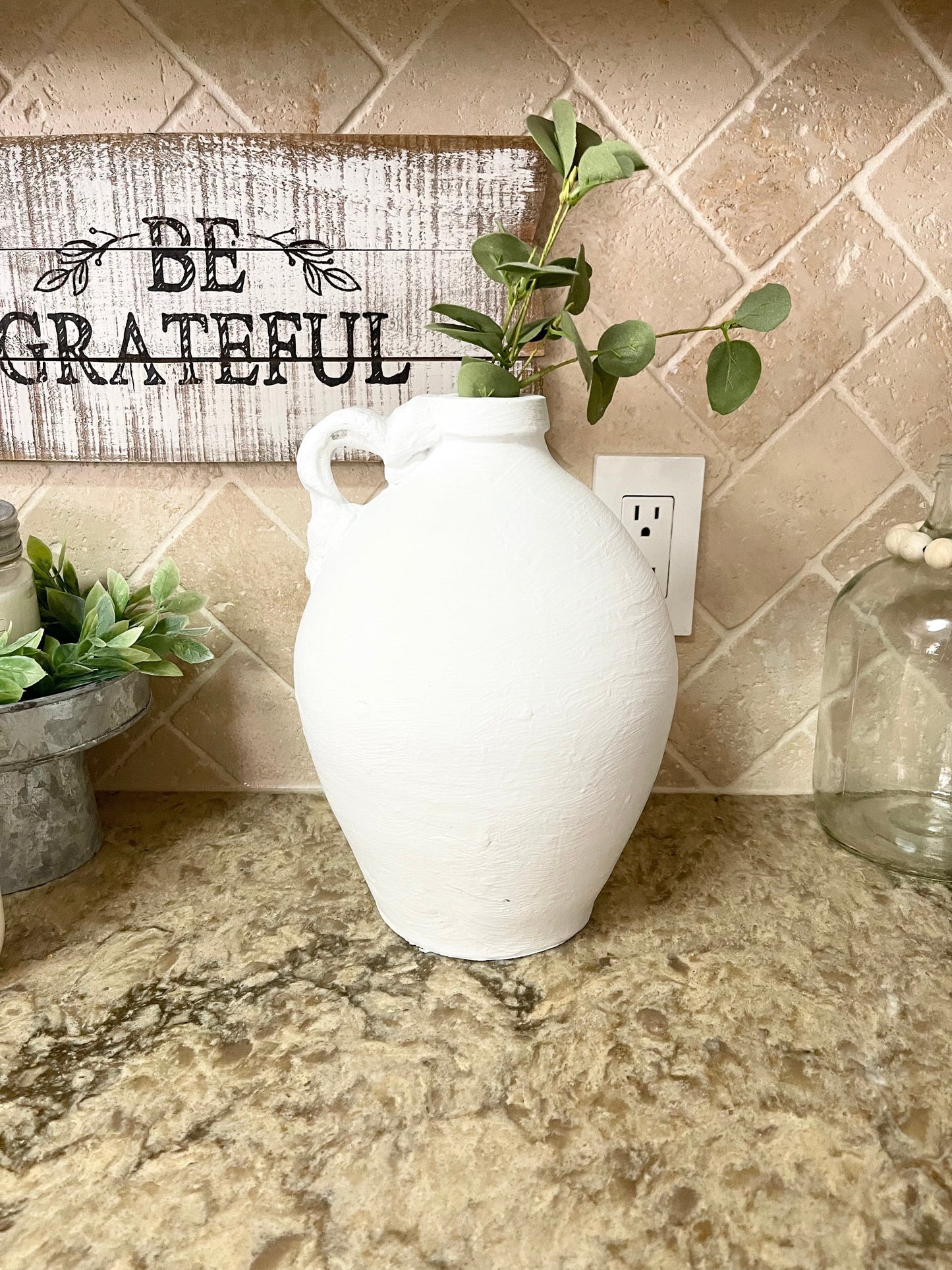 Painted White Crock – Rustic Farmhouse Ceramic Decor - The Scented Market  Crock   