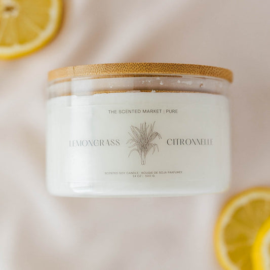 Pure LEMONGRASS Soy Wax Candle 14 oz - The Scented Market  Candles   