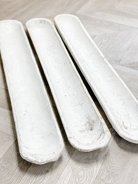 White Wood Extra Long Decorative Dough Bowl - The Scented Market  Decorative Bowls   