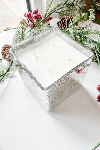 SLEIGH RIDE Silver Speckle 4 wick Soy Wax Candle