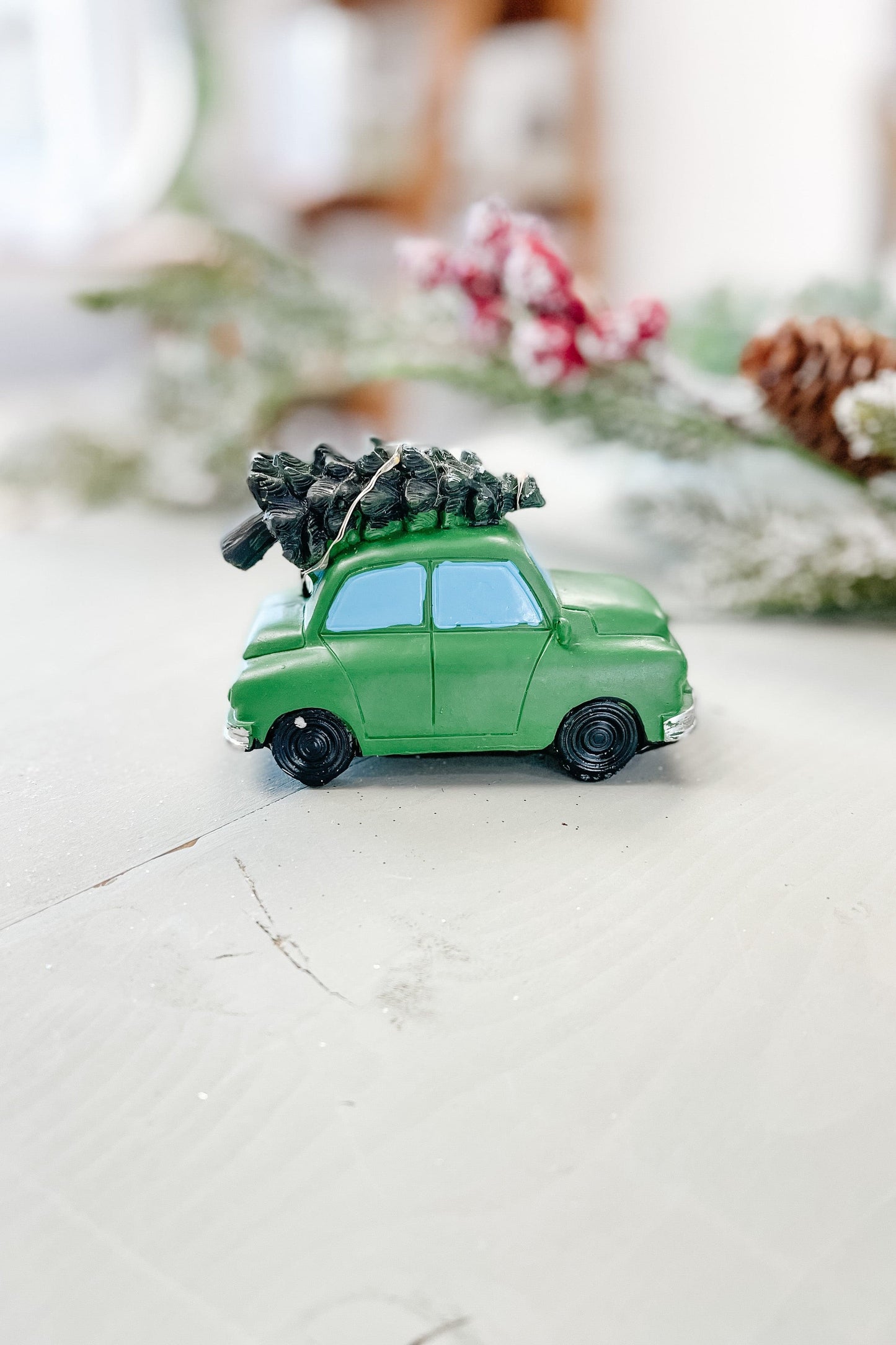 Green Car with Tree