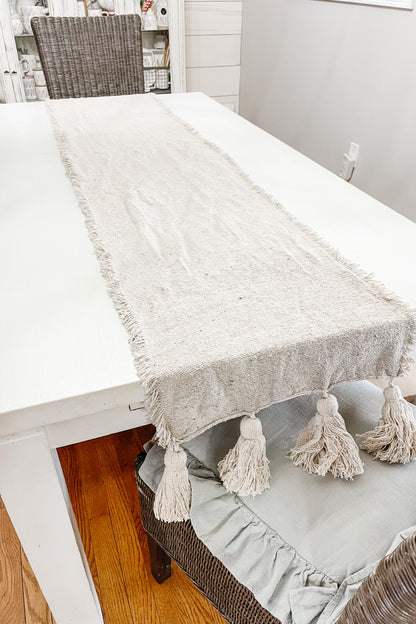 Table Runner with Pom Poms